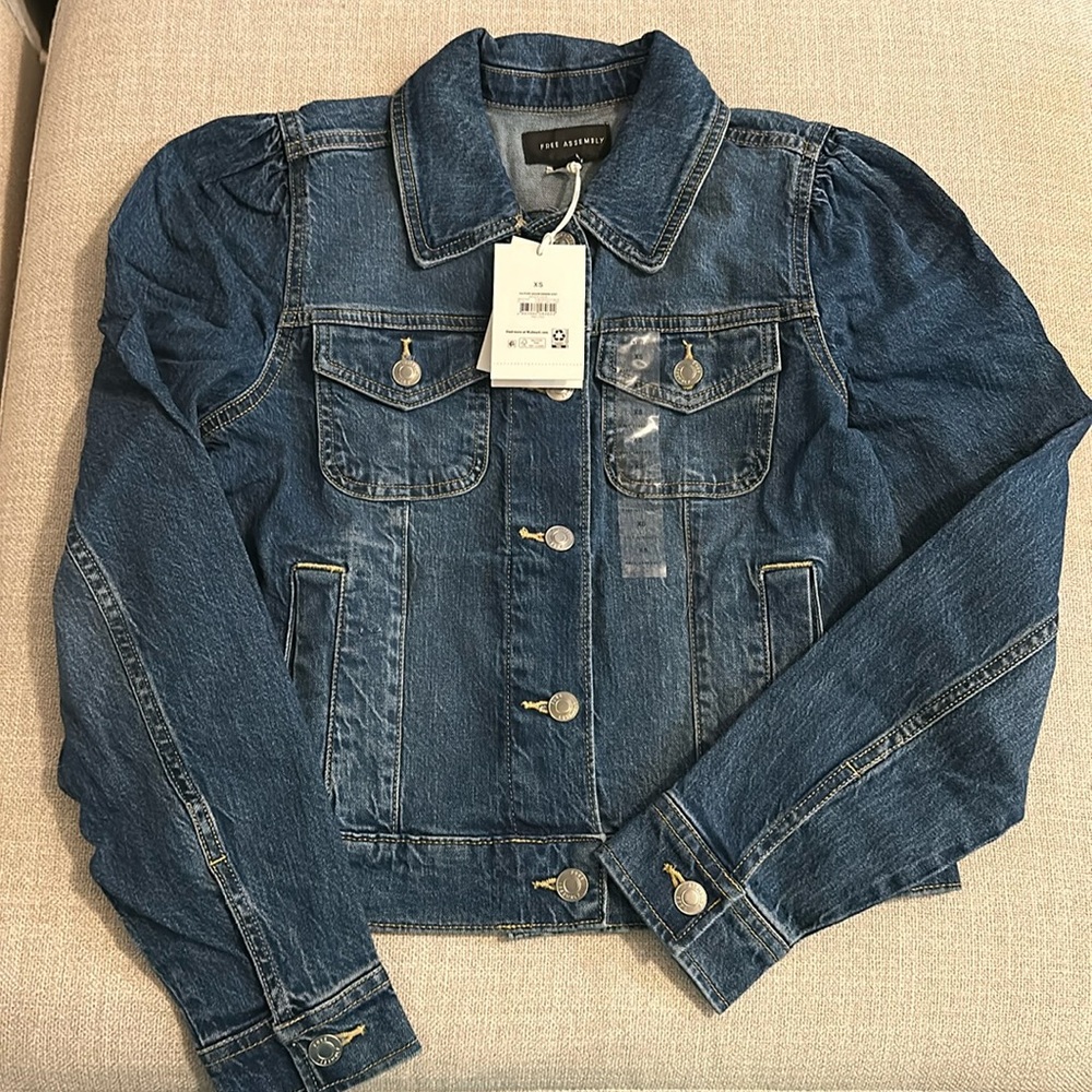 Free Assembly Puff Shoulder Denim Jacket